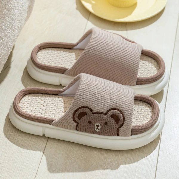 pantoufles ours en lin confortables