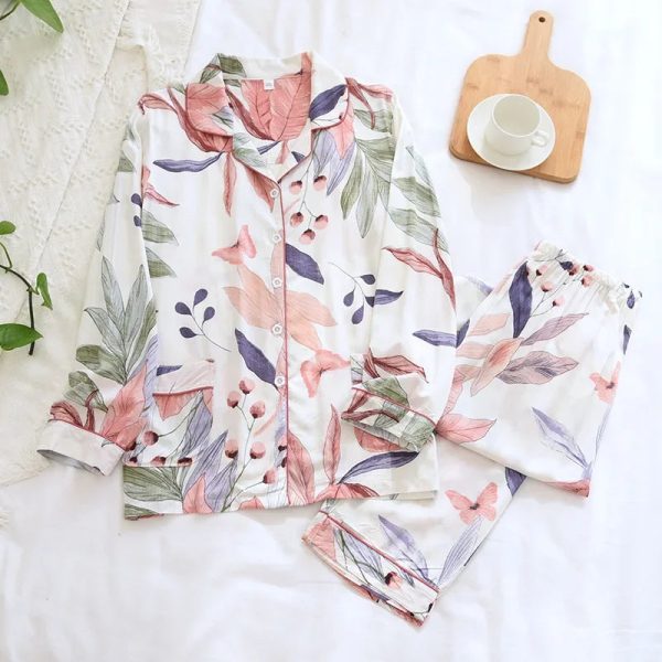 Pyjama en viscose Feuilles